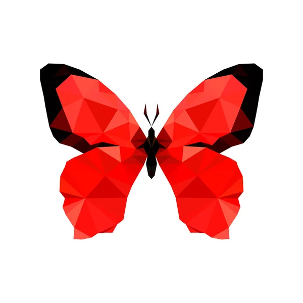 Mariposa roja de origami — Vector de stock