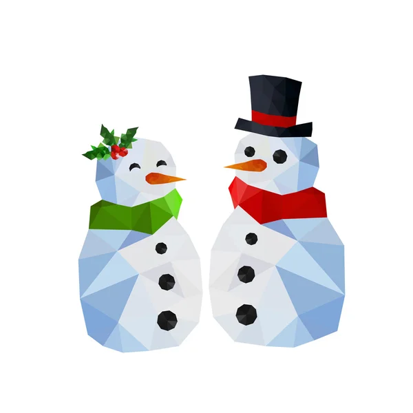 Dos muñecos de nieve divertidos — Vector de stock