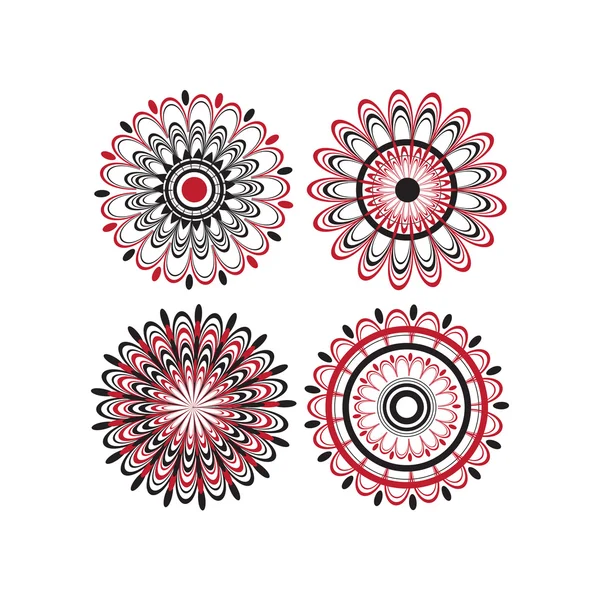 Quattro disegni di fiori maori — Vettoriale Stock