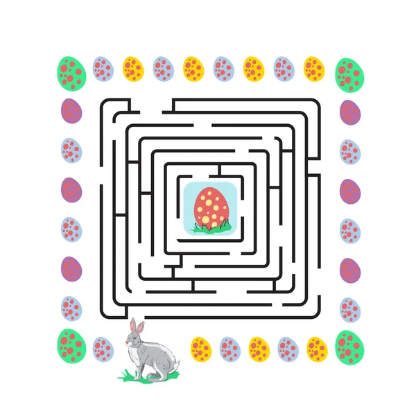 Osterlabyrinth mit Kaninchen — Stockvektor