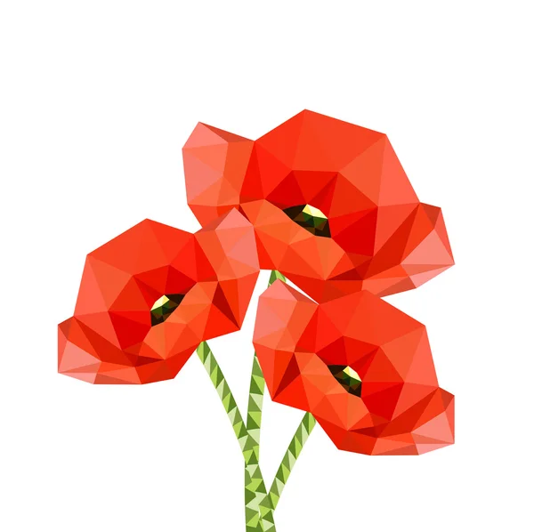 Red origami poppies — Stock Vector