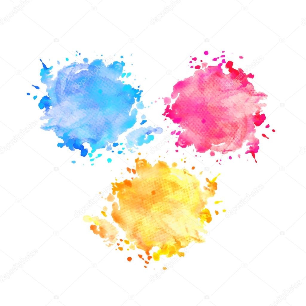 Hand drawn watercolor splashes