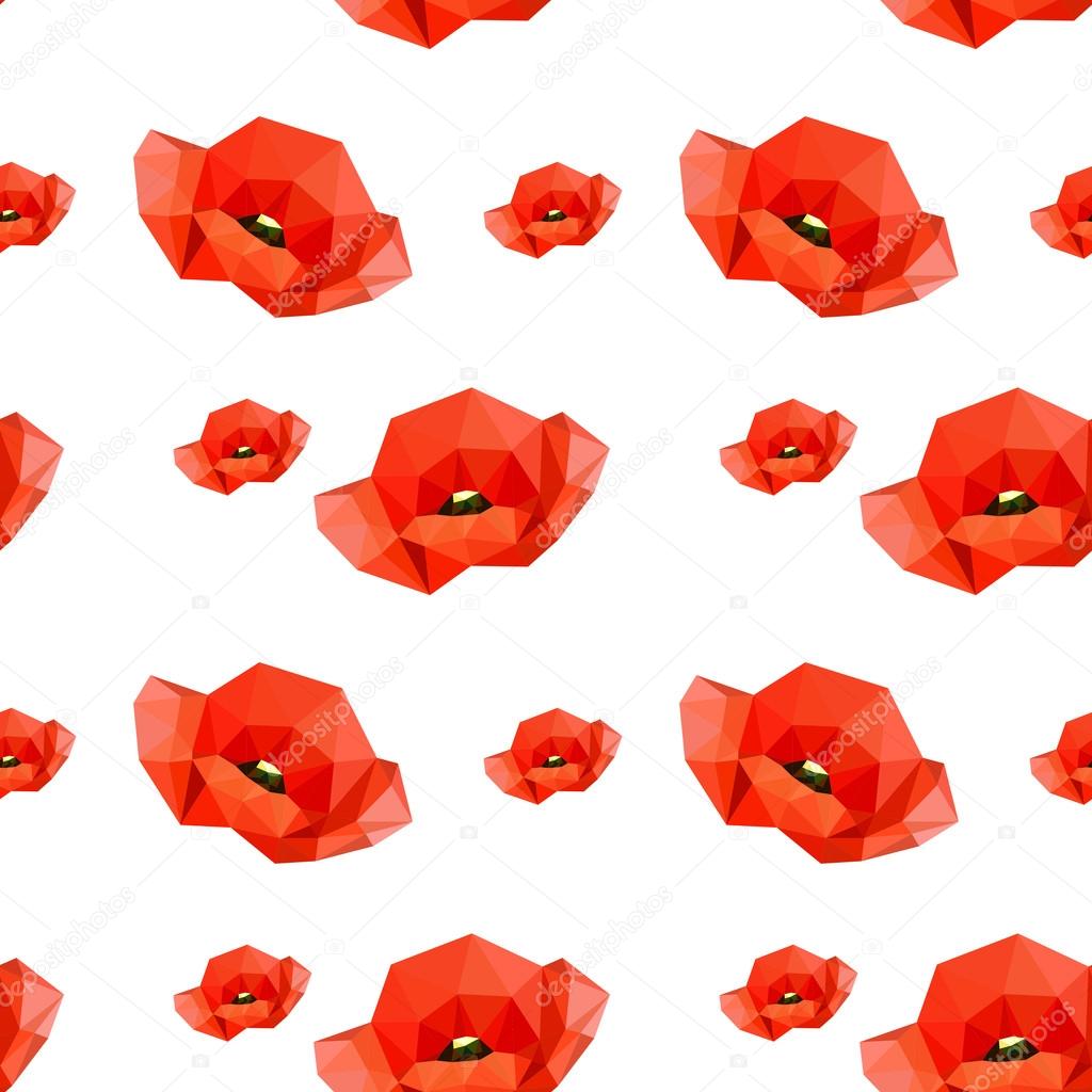 Seamless pattern with red poppies