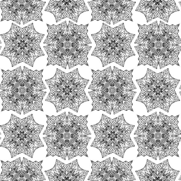 Seamless pattern with monochrome floral — Stock Vector