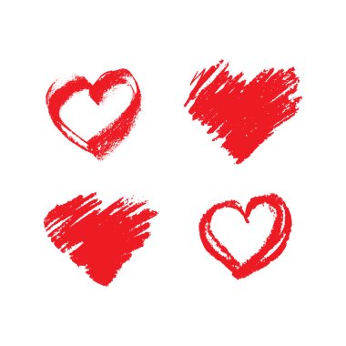 hand drawn red hearts clipart