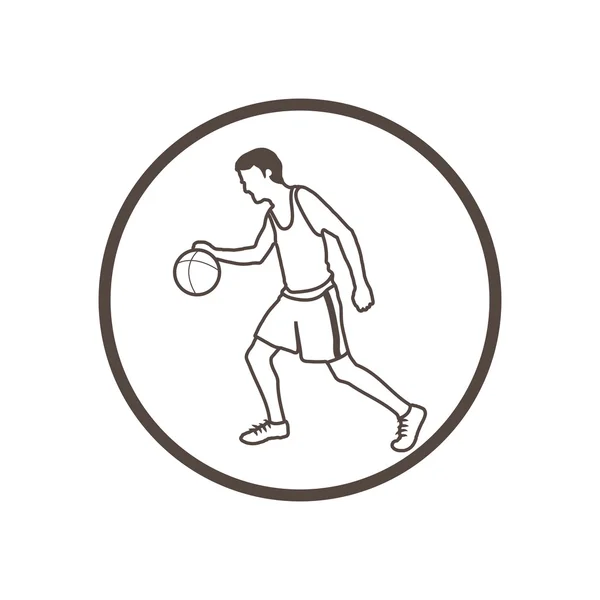 Дудл-стиль, икона баскетбола — стоковый вектор
