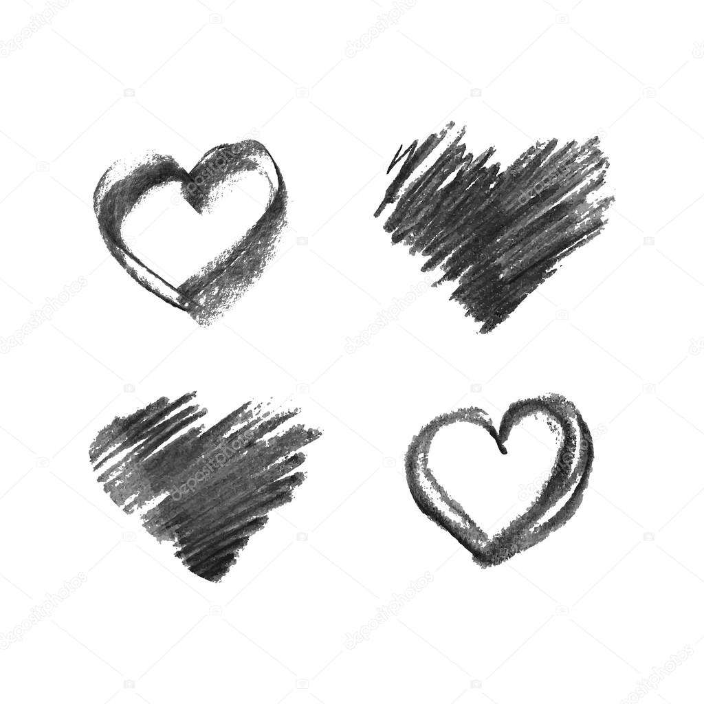hand drawn chalk hearts