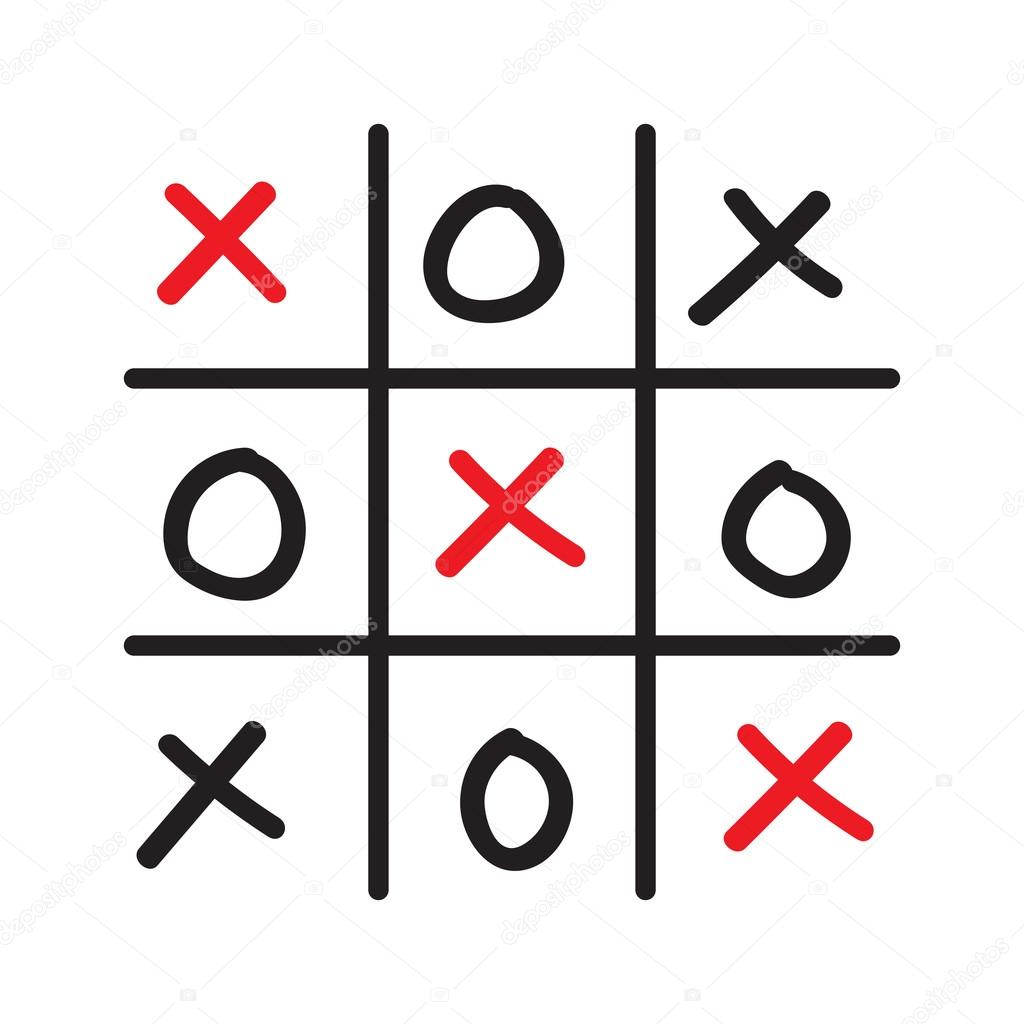 Tic tac toe with hearts on white background Vector Image