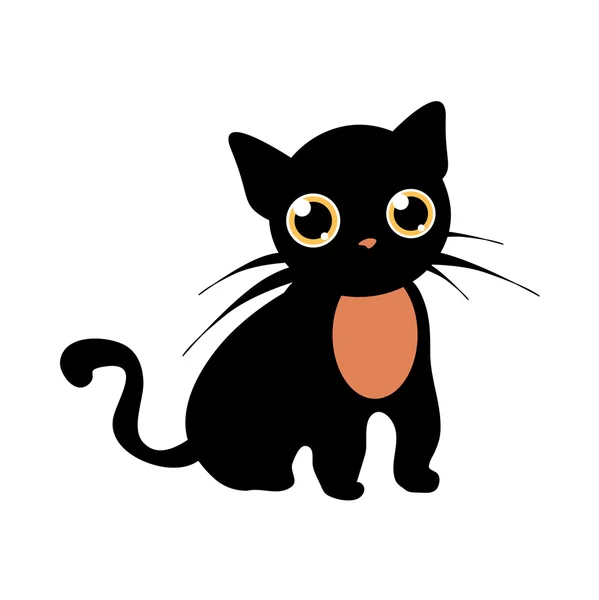 Lindo gato negro — Vector de stock