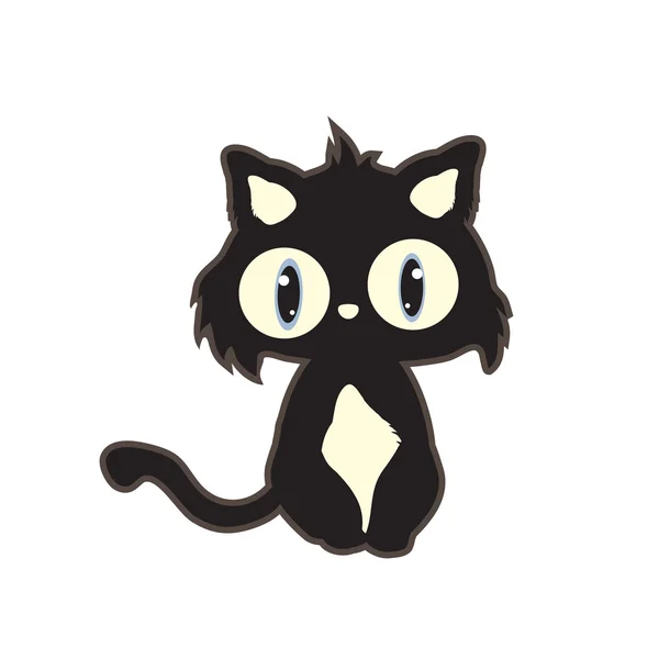 Sevimli çizgi siyah kedi — Stok Vektör