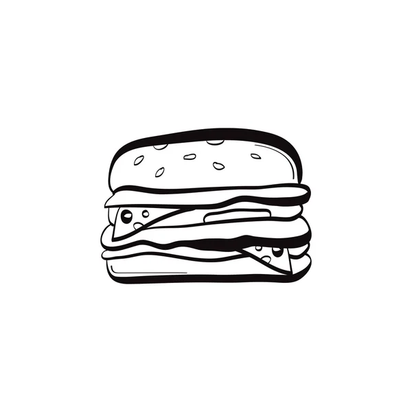 Doodle burger ikonen — Stock vektor