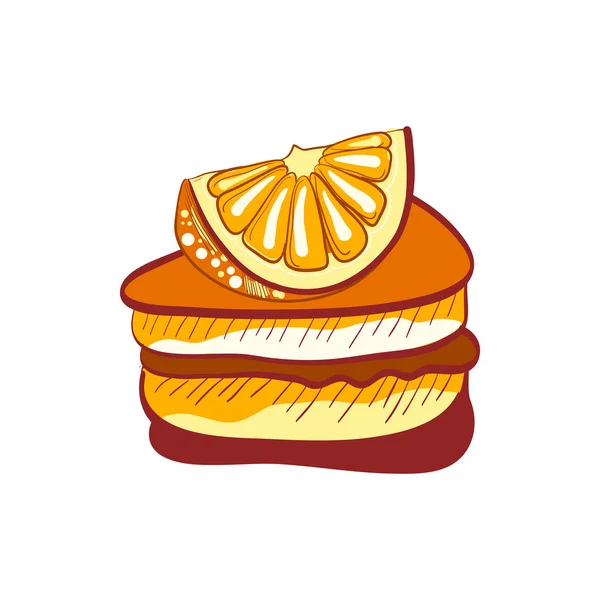 Doodle orange cake segment — Stock vektor