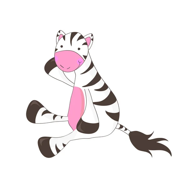Zebra doodle plana — Vetor de Stock