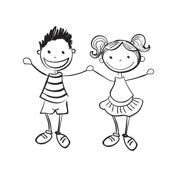 Hand drawn boy and girl — Stock Vector