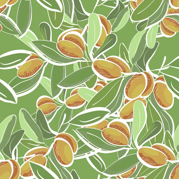 Naadloze platte patroon met doodle olijfolie — Stockvector