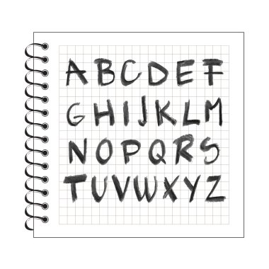 Chalck alphabet on spiral notebook paper clipart