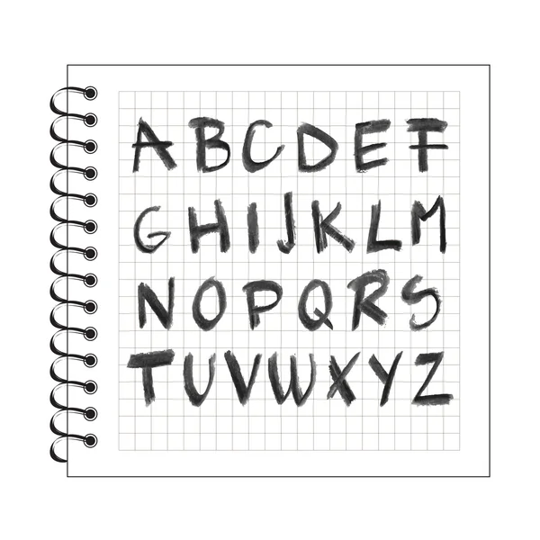Alphabet craie sur papier spirale pour ordinateur portable — Image vectorielle