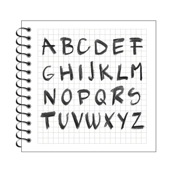 Chalck alphabet on spiral notebook paper Stock Vector