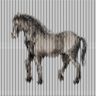 Knitted pattern with horse clipart
