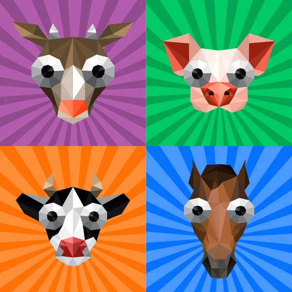 Set Origami avec animaux de ferme — Image vectorielle