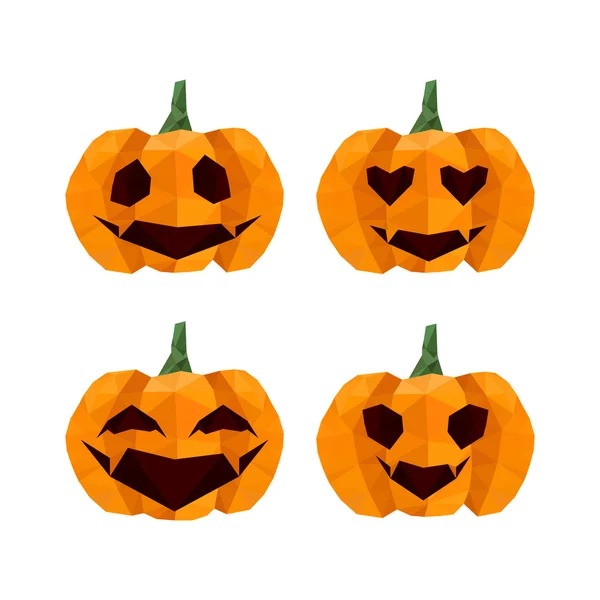 Halloween, origami pompoenen emoticons — Stockvector