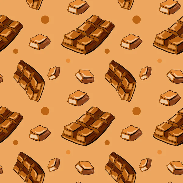 Naadloze patroon met doodle chocolade bar — Stockvector
