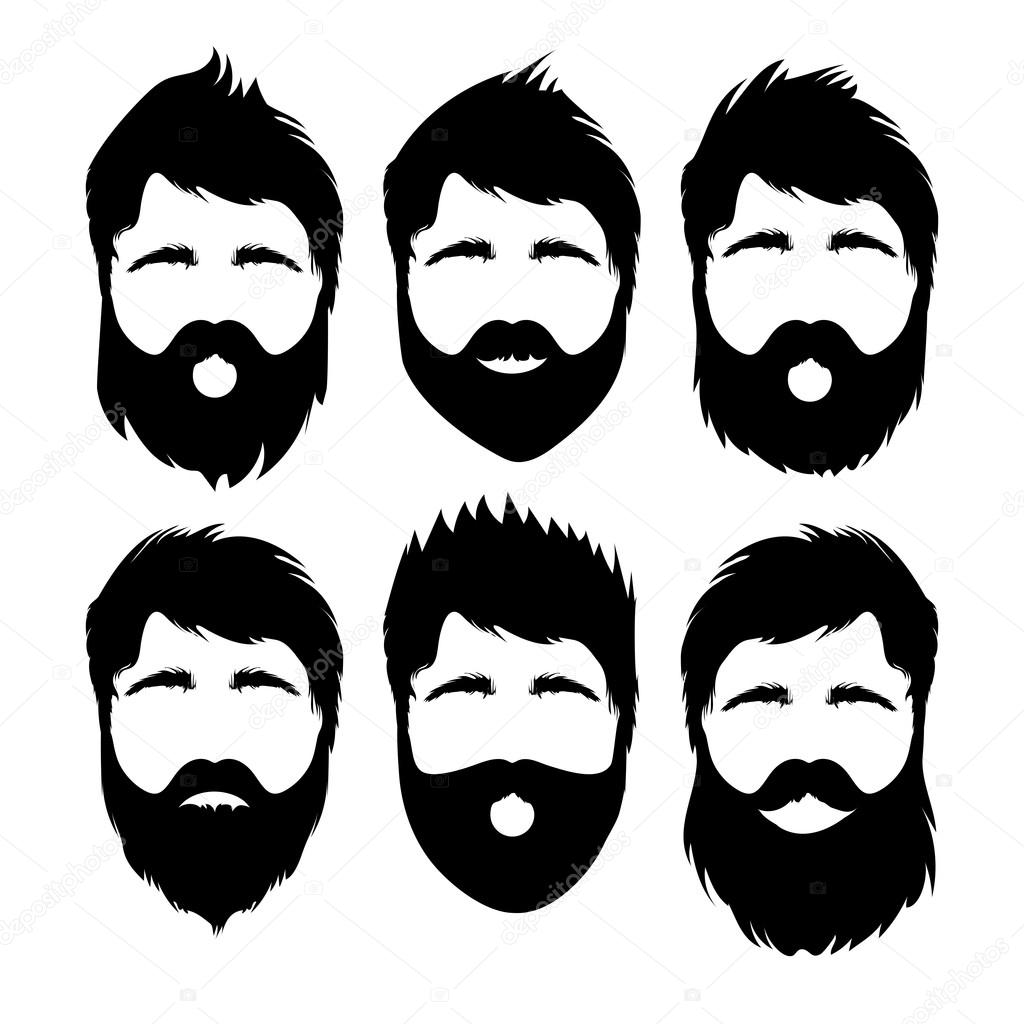 Hair styles and beards on hipster man