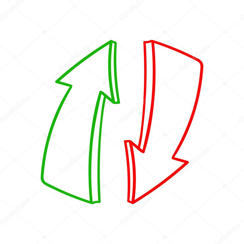 Green up and red down arrows