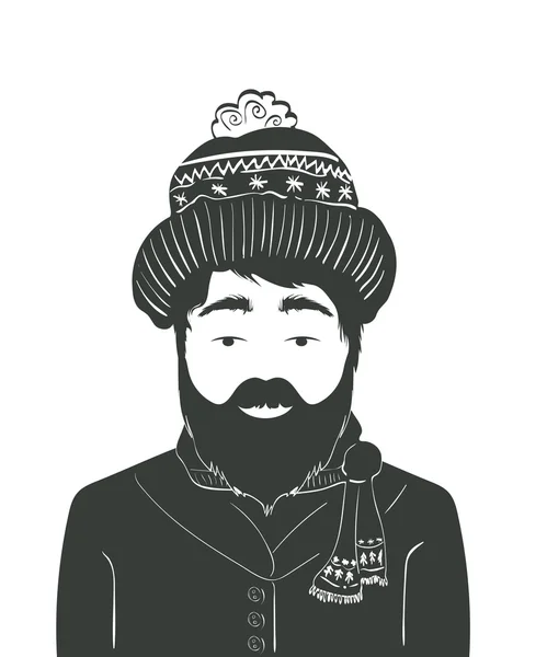 Nowoczesny broda człowiek z kapelusz i carf — Wektor stockowy