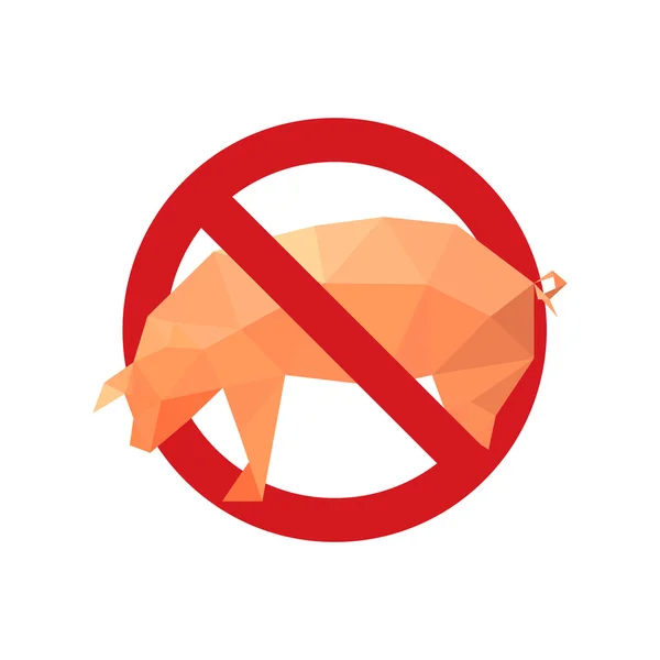 Verboden pictogram en origami varken — Stockvector