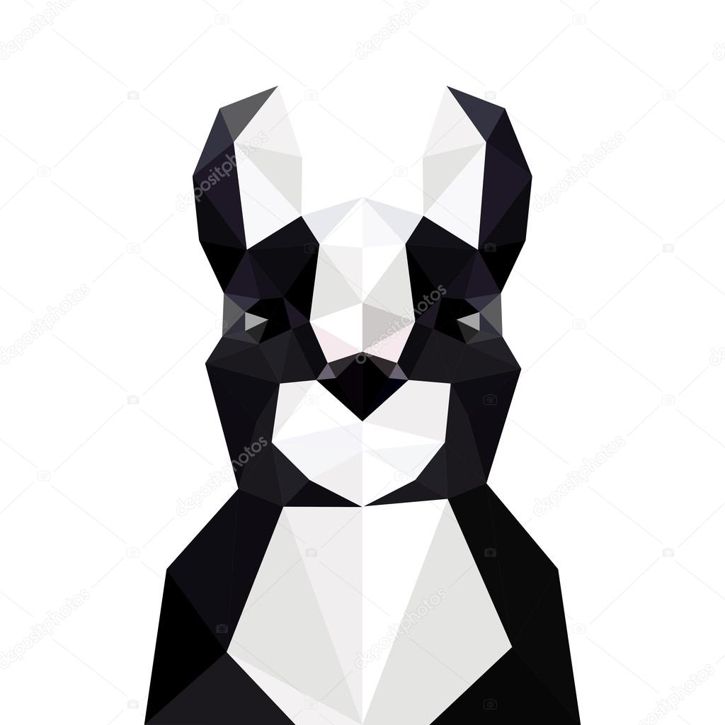 Illustration with origami french bulldog isolated on white background