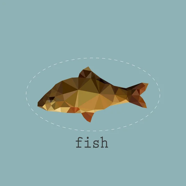 Origami icono de pescado — Vector de stock