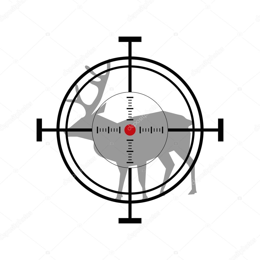 Illustration with hunting icon. Deer target.