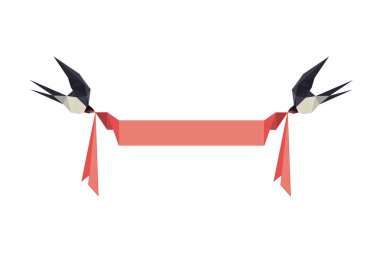 Origami ile illüstrasyon holding afiş yutar