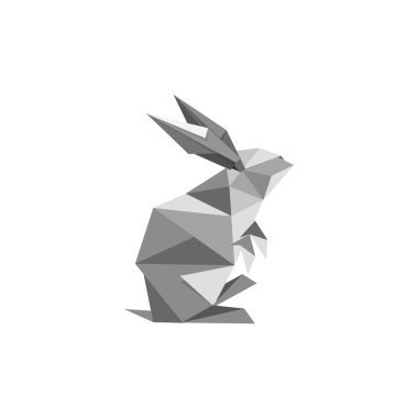 Origami tavşan simgesiyle illüstrasyon