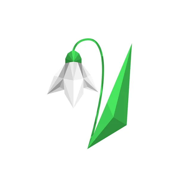 Design plano moderno com origami snowdrop — Vetor de Stock
