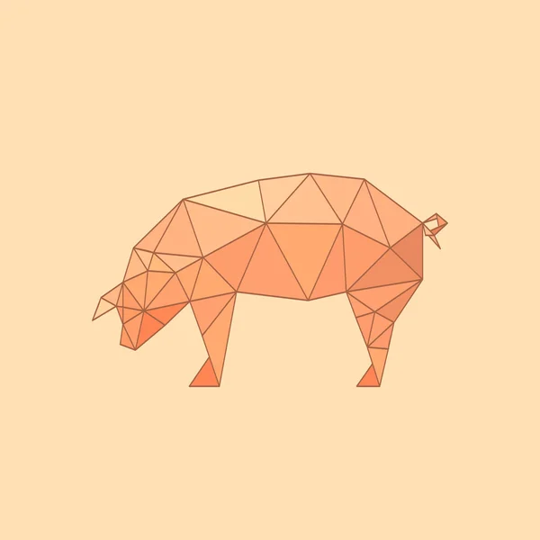 Ilustración de cerdo plano de origami — Archivo Imágenes Vectoriales