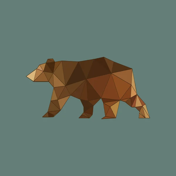 Nowoczesna, Płaska konstrukcja z konspektem origami niedźwiedzia — Wektor stockowy
