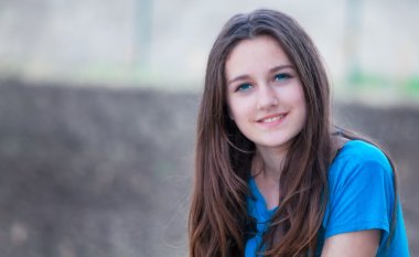 Teenage girl outdoor portrait clipart