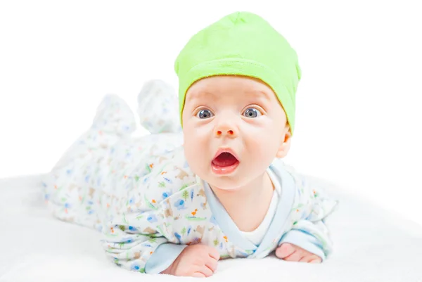 Babyjongen over Wit — Stockfoto