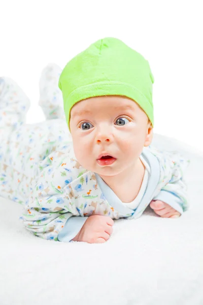 Baby boy över vita — Stockfoto