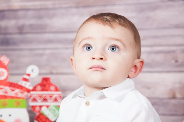 Baby boy jul porträtt — Stockfoto