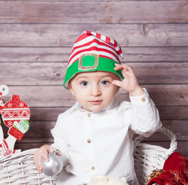 Baby boy jul porträtt — Stockfoto