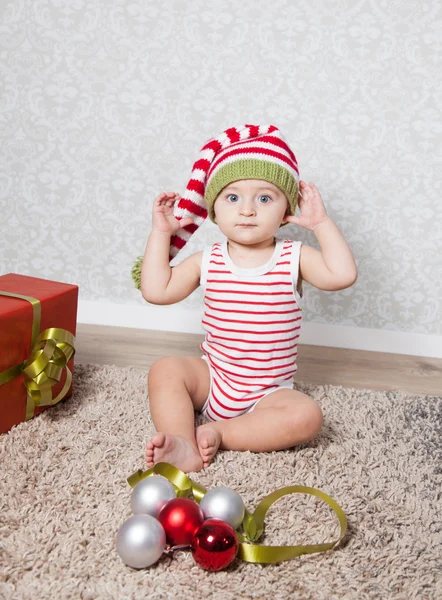 Baby boy vánoční portrét — Stock fotografie