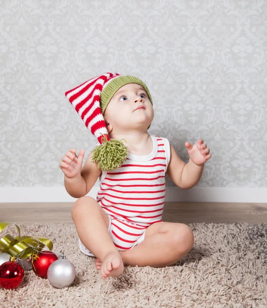 Baby Boy Weihnachten Portrait — Stockfoto