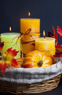 Kabak için Halloween sepeti mum