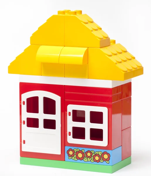 Der Hausbau aus Legosteinen — Stockfoto