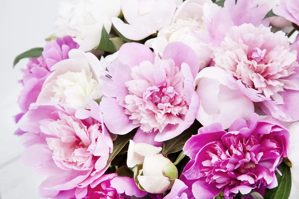 Прекрасный букет из розовых и белых пионов — стоковое фото