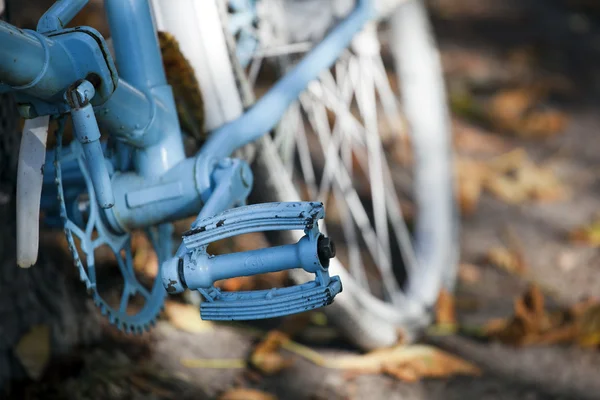 Azul bicicleta vintage de pé — Fotografia de Stock