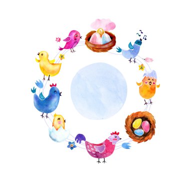 çizilmiş suluboya bahar çerçeve